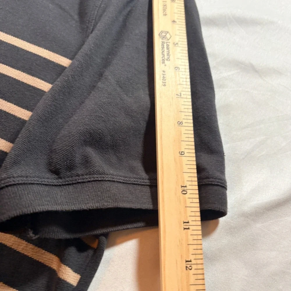 Banana Republic Polo Shirt Mens XL Tall Black Tan Striped Cotton Stretch Pique